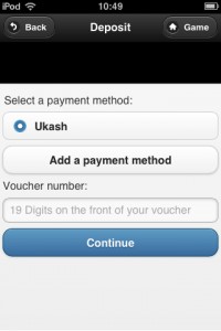 a screenshot showing how to deposit at ukash mobile bingo sites